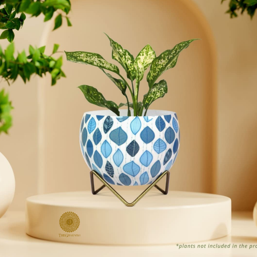Enamel Coted Table Top Planters With Stand (5 x 6 Inches) - The Gharnish - A Unit of Satkala Creations