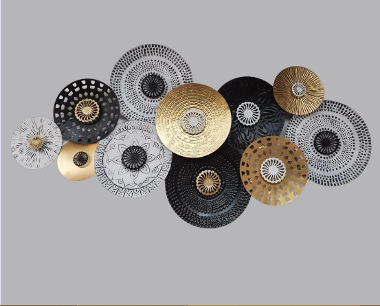 Symphony 11 Circles Metallic Wall Art(48x24 Inches) - The Gharnish - A Unit of Satkala Creations