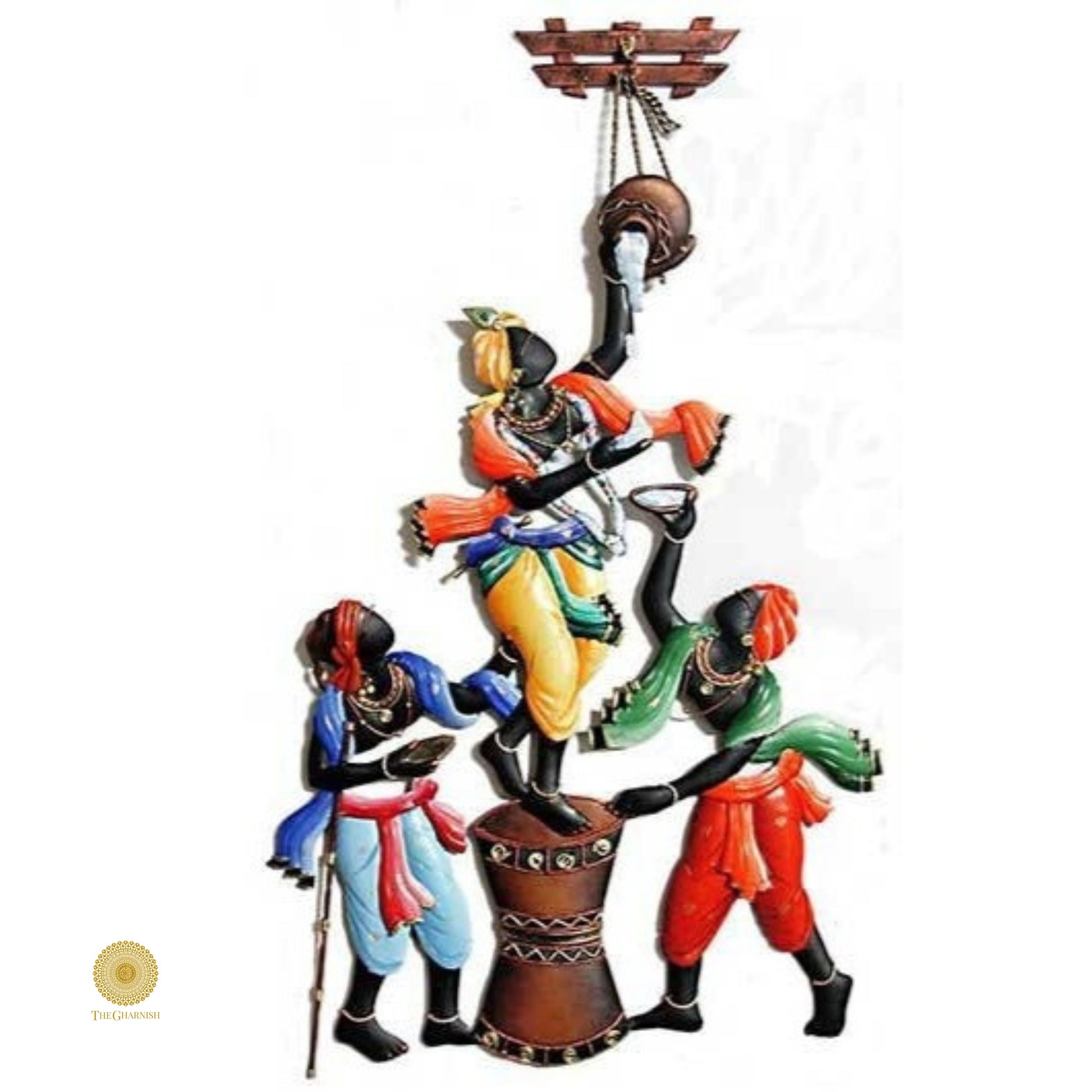 Makhan Handi Metallic Wall Art (12 x 26 Inches) - The Gharnish - A Unit of Satkala Creations