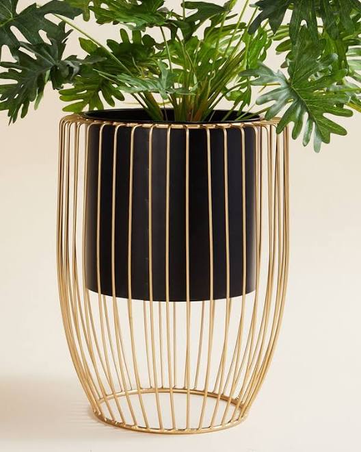 Planter with Golden Net Stand ( 18 x 9 Inches ) - The Gharnish - A Unit of Satkala Creations