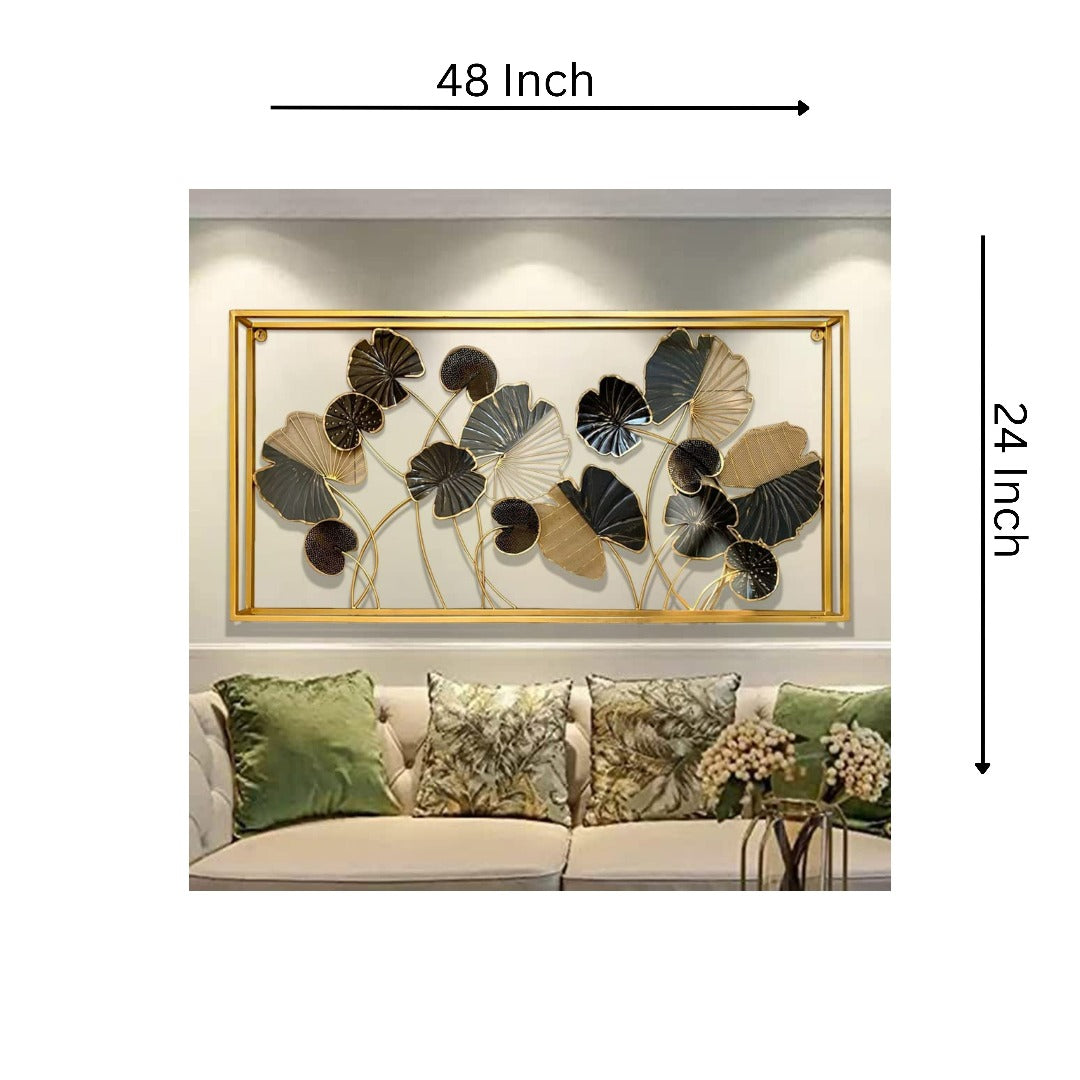 Metallic 3D Jungle Flower Wall Art (48 X 24 Inches) - The Gharnish - A Unit of Satkala Creations