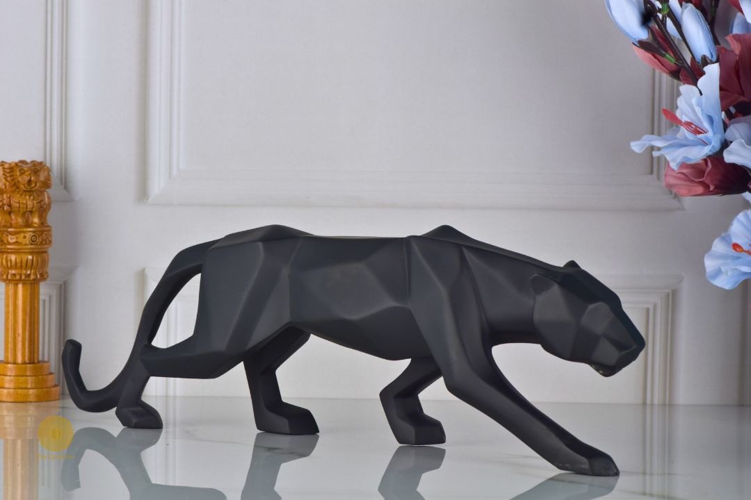 Black Surreal Panther figurine from TheGharnish, detailed animal sculpture with artistic, abstract design.