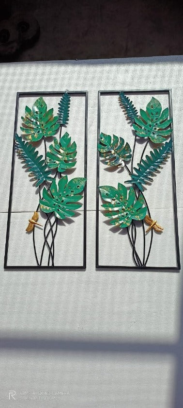 Two vertical panel leaf wall art pieces by TheGharnish, each measuring 30x12 inches, showcasing nature-inspired artwork.
