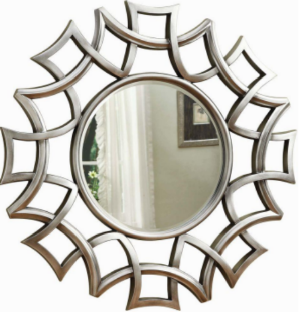 Elegant Circular Metallic Wall Mirror - 32 Inches Dia - The Gharnish - A Unit of Satkala Creations