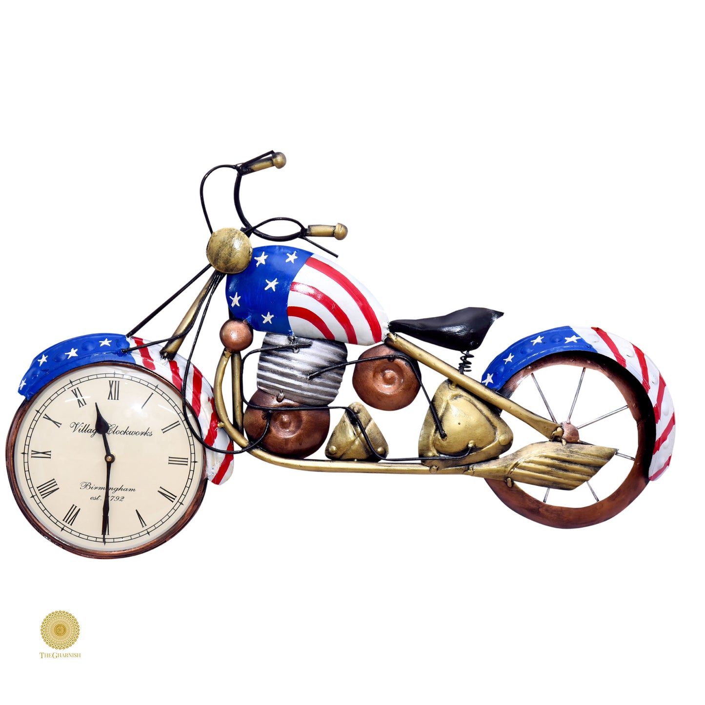 Metallic bike wall art by TheGharnish featuring a sleek, shiny design perfect for modern home decor.