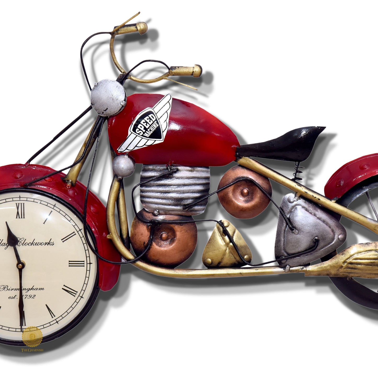 Metallic red bike wall art by TheGharnish featuring a sleek, modern design perfect for contemporary home decor.