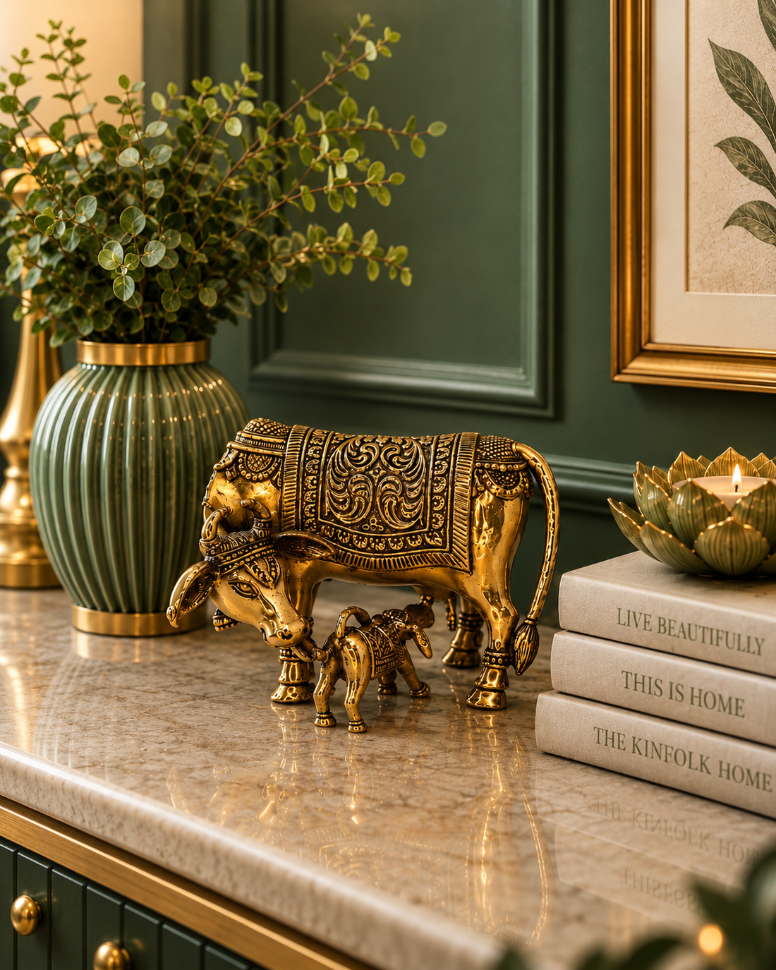 Handcrafted Antique Brass Kamdhenu – A Symbol of Tradition & Prosperity
