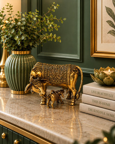 Handcrafted Antique Brass Kamdhenu – A Symbol of Tradition & Prosperity