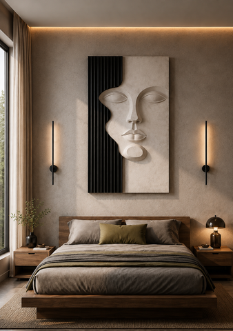 Sculpted Grace 3D Modern Abstract Face Wall Art: Transform Your Walls into a Luxury Statement