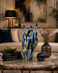 Abstract Blue Face Sculpture: A Modern Luxury Statement Piece for Contemporary Interiors