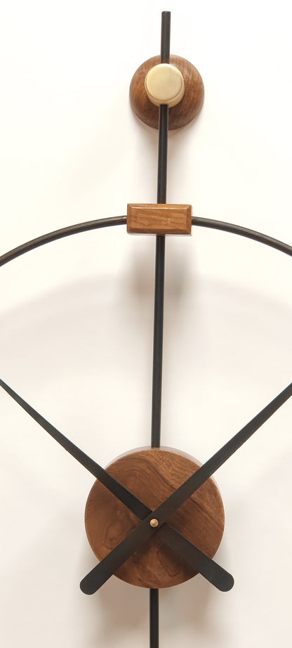 Modern large wooden wall clock by The Gharnish, decorative metal design, suitable for living room wall decor.