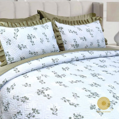 Waffle Quilted Bedcover With Frill