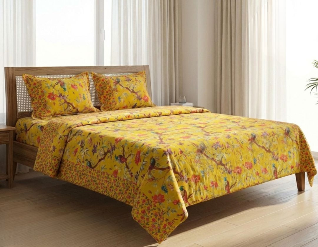 Pure cotton super king size bedsheet set by The Gharnish, featuring a soft, breathable bedding design perfect for comfortable sleep.