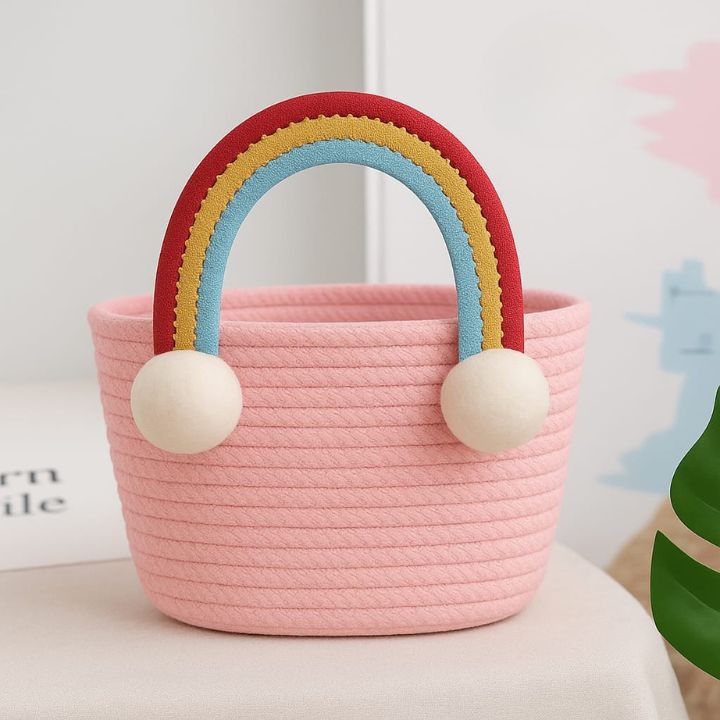 Girls Cute Rainbow Handle Bag – Stylish & Fun Accessory for Little Fashionistas - The Gharnish - A Unit of Satkala Creations