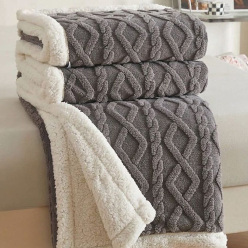 Premium Quality Imported Knitted Sherpa Blanket - The Gharnish - A Unit of Satkala Creations