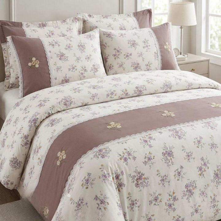 Floriana King Size All Season Comforter Set by The Gharnish, four-piece premium bedding with a cozy, stylish design and matching pillowcases.