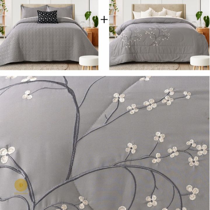 Orchid Set of 5 Quilted Bedcover With Embrodeiry