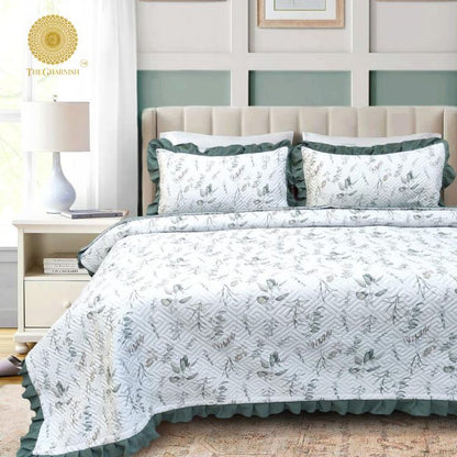 Waffle Quilted Bedcover With Frill