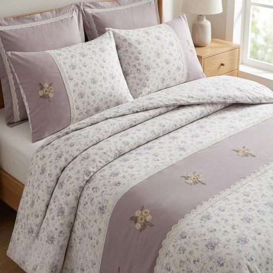 Floriana King size all-season comforter set by The Gharnish, includes four premium bedding pieces with floral design.