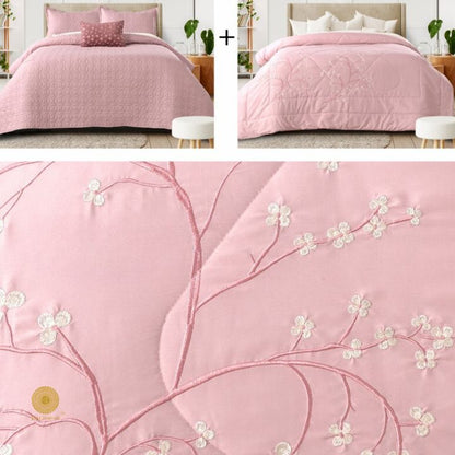 Orchid Set of 5 Quilted Bedcover With Embrodeiry