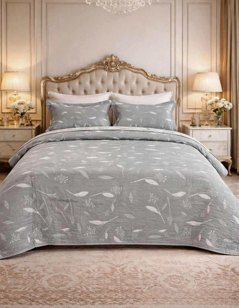 Reversible king-size lightweight jacquard quilted bedcover by The Gharnish with intricate pattern and soft fabric for cozy bedding.