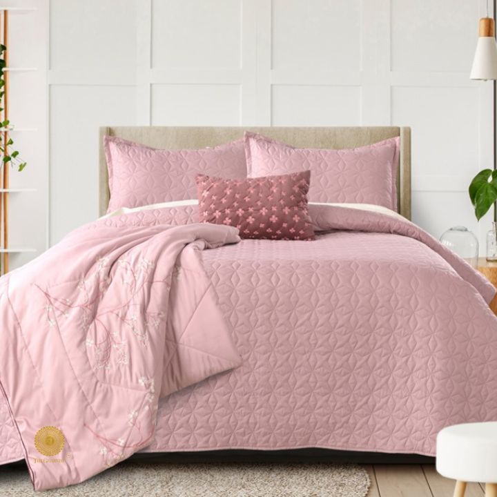 Orchid Set of 5 Quilted Bedcover With Embrodeiry