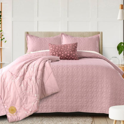 Orchid Set of 5 Quilted Bedcover With Embrodeiry