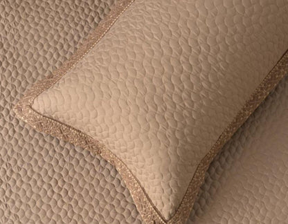 Luxury quilted embroidered bedding set by The Gharnish, five-piece bedcover set with intricate patterns and soft fabric.