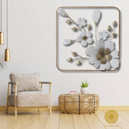 Flower And Petals Sqaure Wall Panel (36x36 Inches)