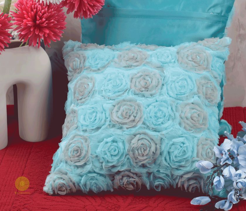 Myosotis Bloom Chiffon Rose Floral Cushions Cover Set of 2