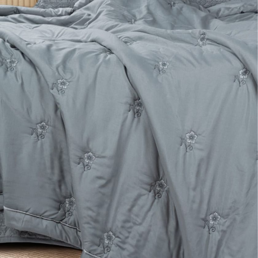 Flora 6-piece luxury wedding bedding set by The Gharnish featuring elegant floral patterns and soft, high-quality fabric.