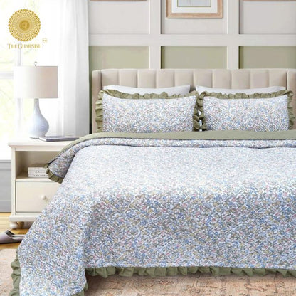 Waffle Quilted Bedcover With Frill