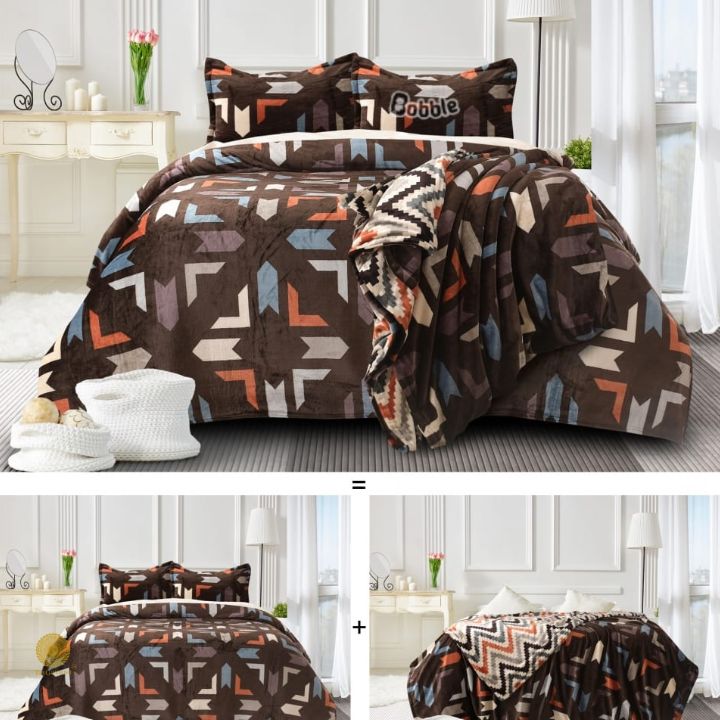 IMPORTED LUXURY FLANNEL FABRIC 4PCS DOHAR SET 260 GSM