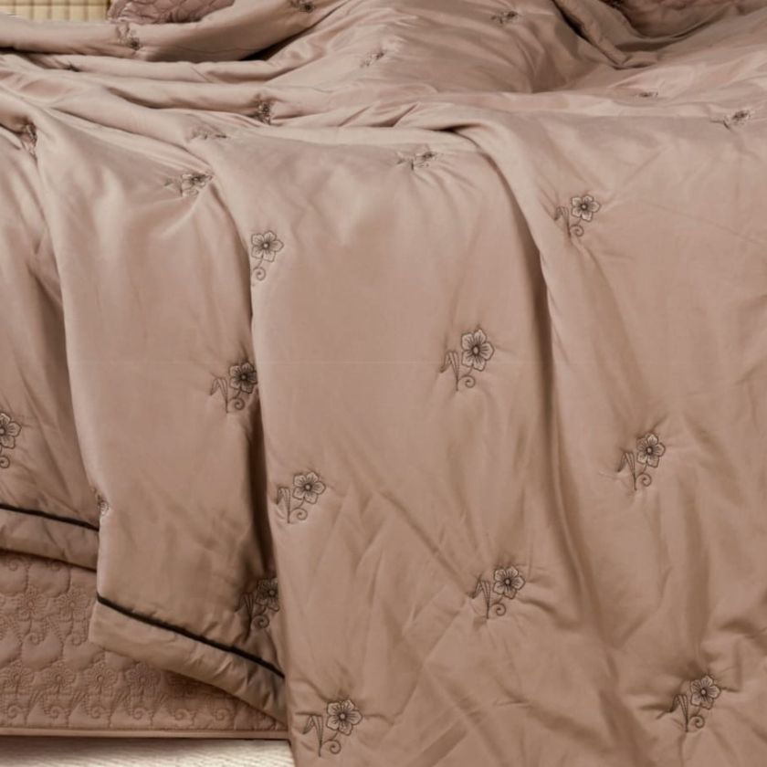 Luxurious Flora 6-piece wedding bedding set by The Gharnish, featuring elegant floral designs and soft, high-quality fabric.
