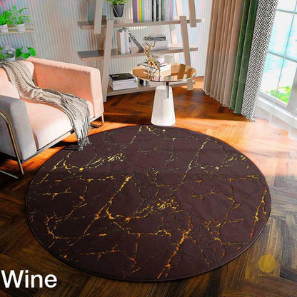 Gold Foil Faux Fur Round Rug