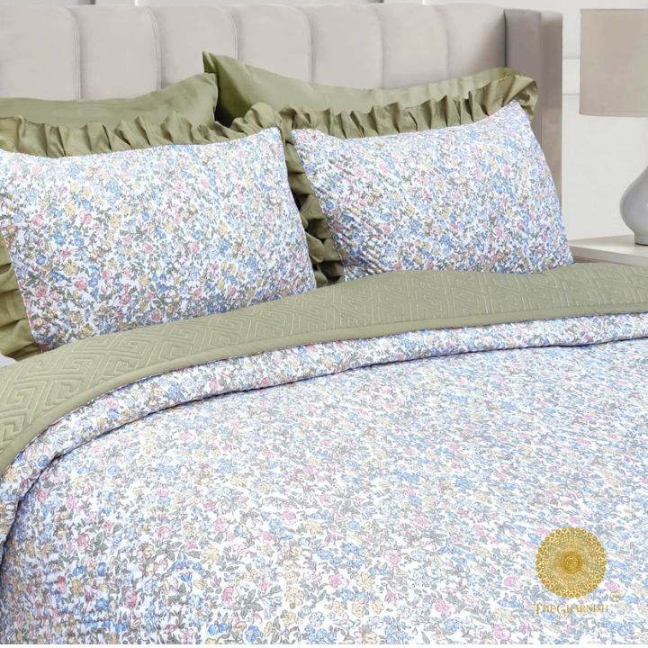 Waffle Quilted Bedcover With Frill