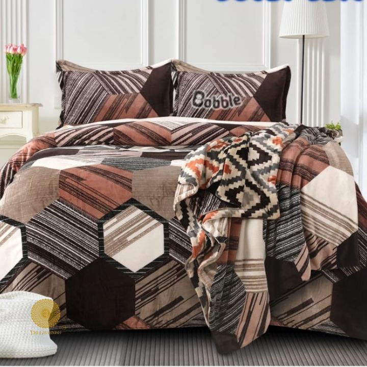 IMPORTED LUXURY FLANNEL FABRIC 4PCS DOHAR SET 260 GSM