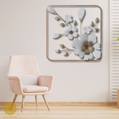 Flower And Petals Sqaure Wall Panel (36x36 Inches)