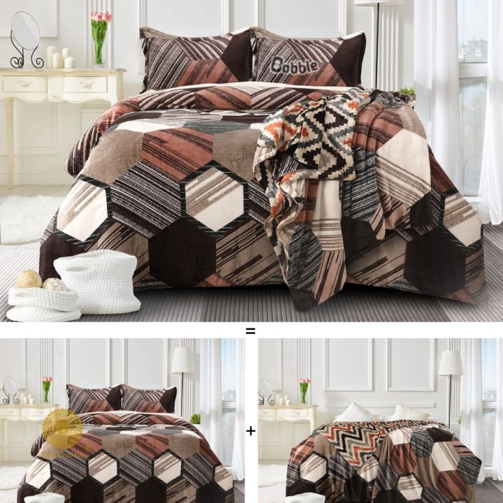 IMPORTED LUXURY FLANNEL FABRIC 4PCS DOHAR SET 260 GSM