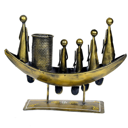 Antique Boat with 5 Men Pen Stand