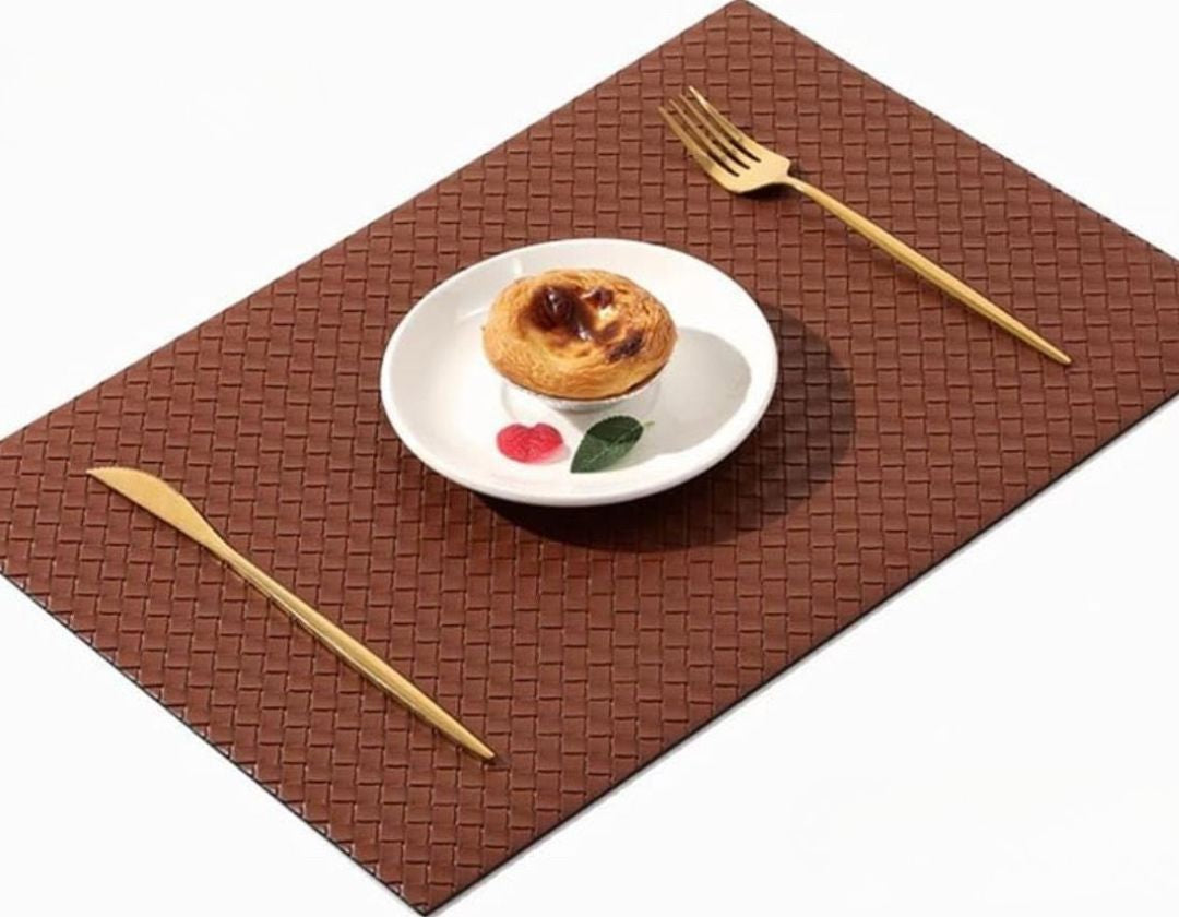 Leather Heat Resistant Rectangle Table Mats Set of 5