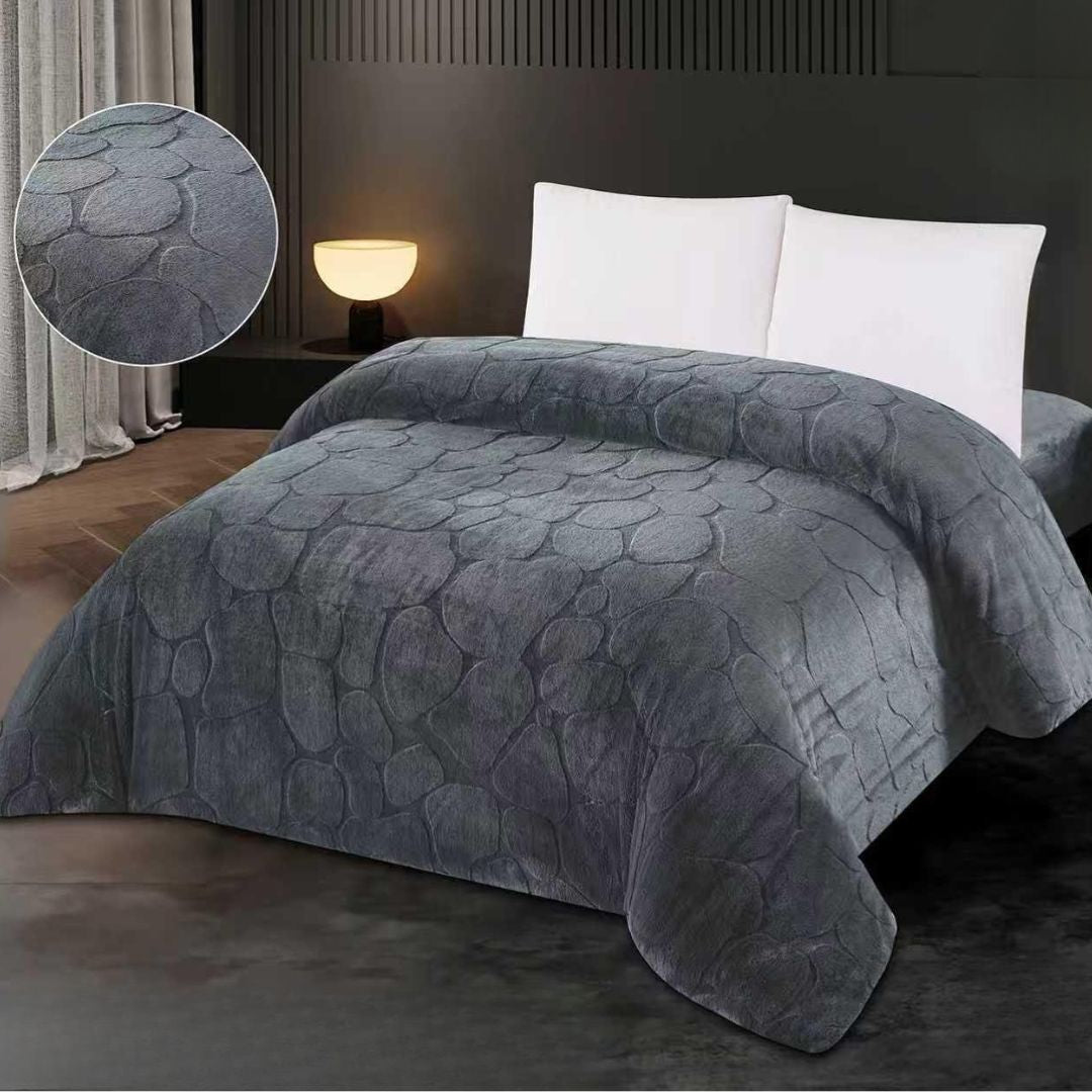 Premium Rabbit Fur Embossed Stone Pattern Quilt - The Gharnish - A Unit of Satkala Creations