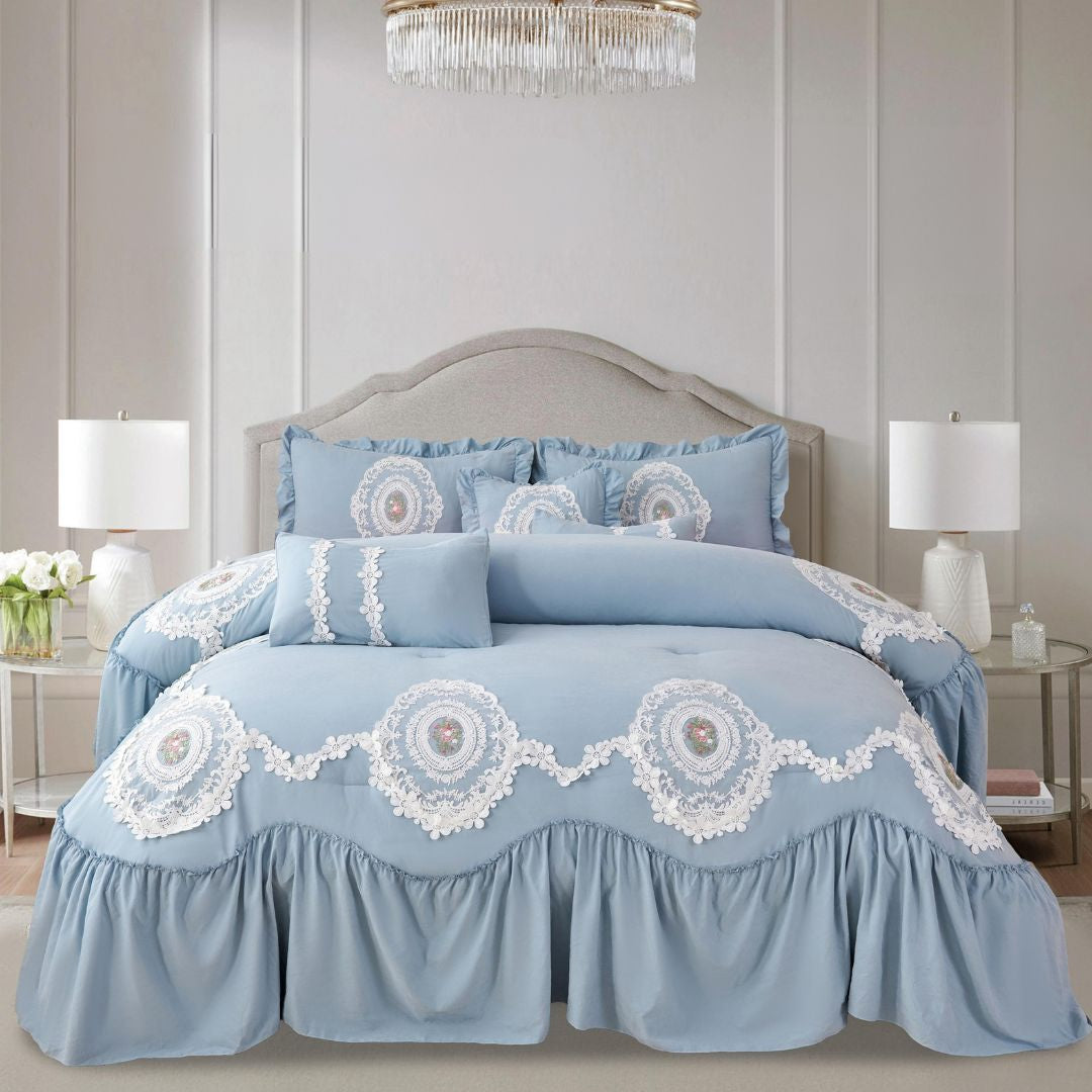 Victorian 7 Pcs Wedding Bedding Set - The Gharnish - A Unit of Satkala Creations