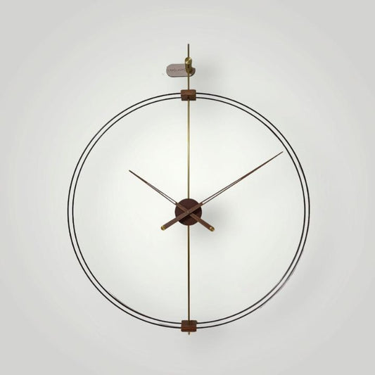 Super Sleek Double Ring Metallic & Wooden Wall Clock