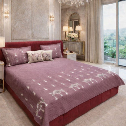 Luxurious quilted bedding bedcover by The Gharnish with urban designer style, showcasing a plush, textured quilted fabric.