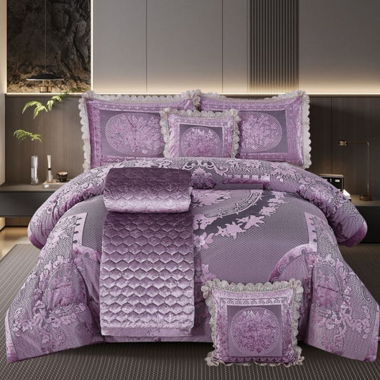 Luxury Royal 6-Piece Bedding Set | Quilted Comforter, Bedspread & Pillow Covers - The Gharnish - A Unit of Satkala Creations