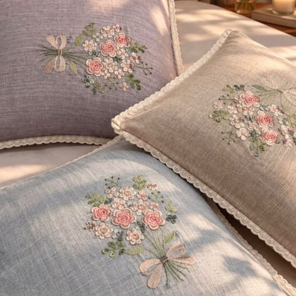 Luxury Jacquard king size bedding set by The Gharnish, textured floral cotton feel bedsheets with elegant design and premium home decor.