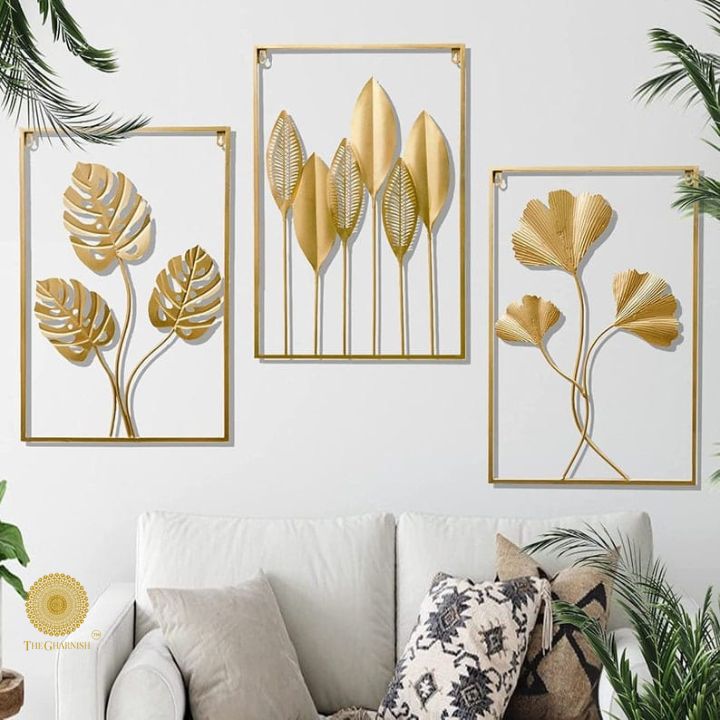 Set of 3 Metallic Panels Wall Art (16x24 Inches Each)