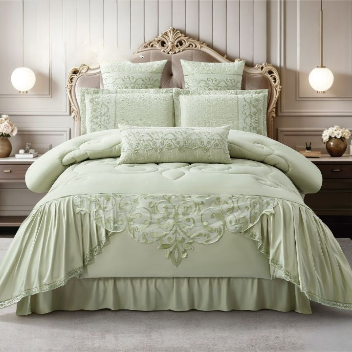 Safia 7 Piece Luxury Embroidered Bedding Set