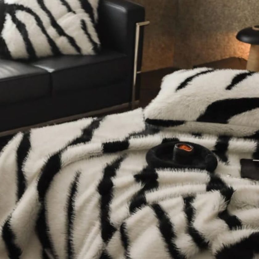 Zebra Print Fur Blanket Set – Ultra Soft & Luxurious Bedding Ensemble - The Gharnish - A Unit of Satkala Creations